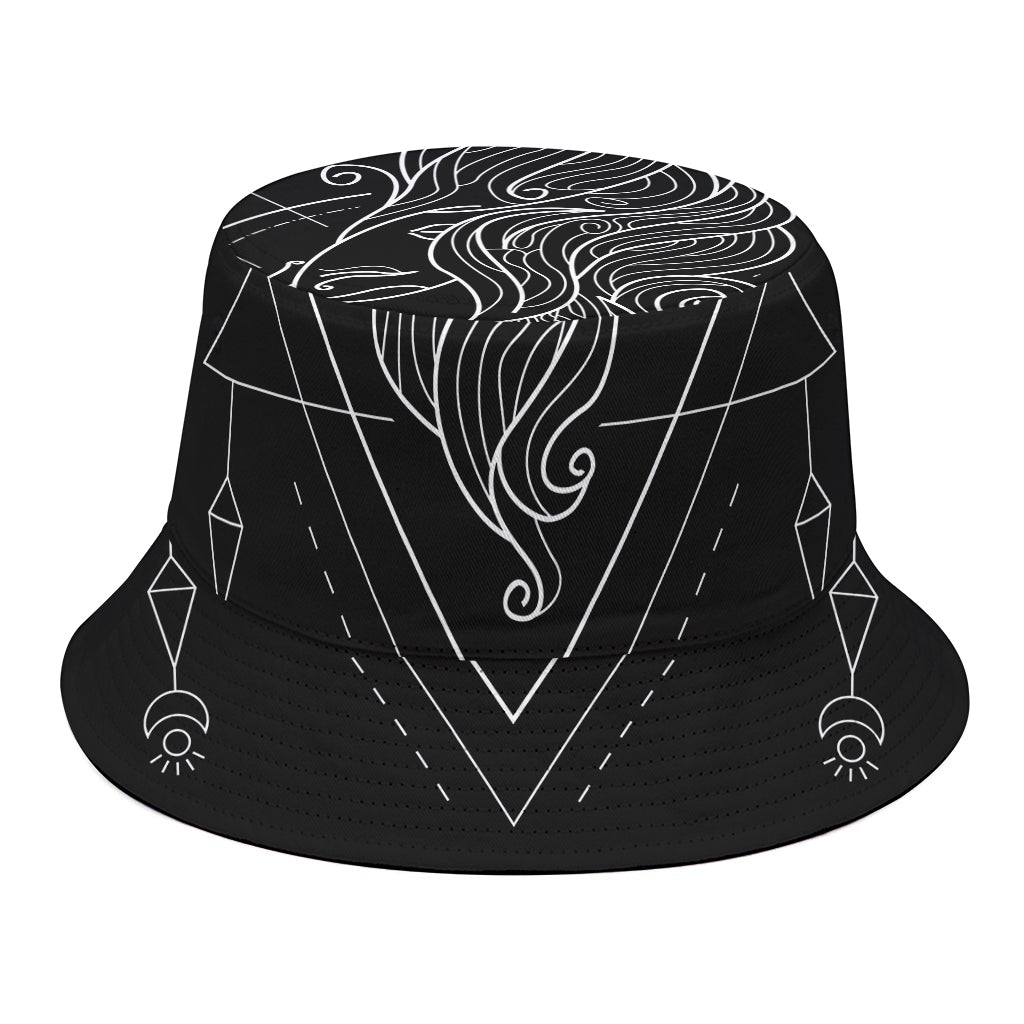 Black And White Virgo Sign Print Bucket Hat