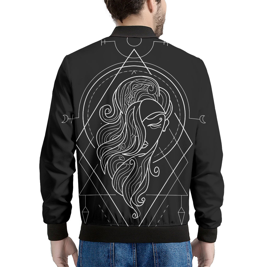 Black And White Virgo Sign Print Men's Bomber Jacket