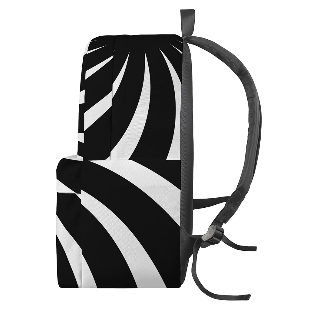 Black And White Vortex Swirl Print Backpack