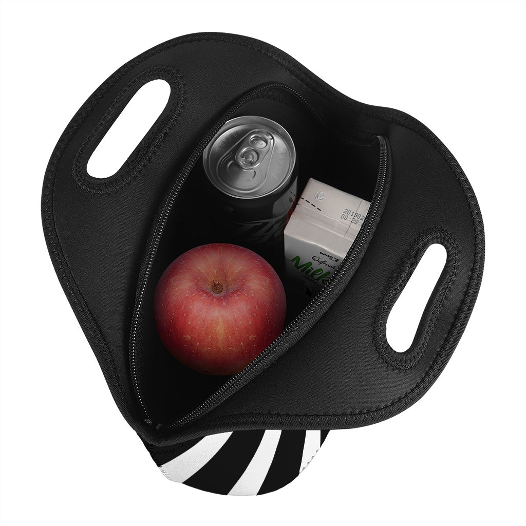 Black And White Vortex Swirl Print Neoprene Lunch Bag