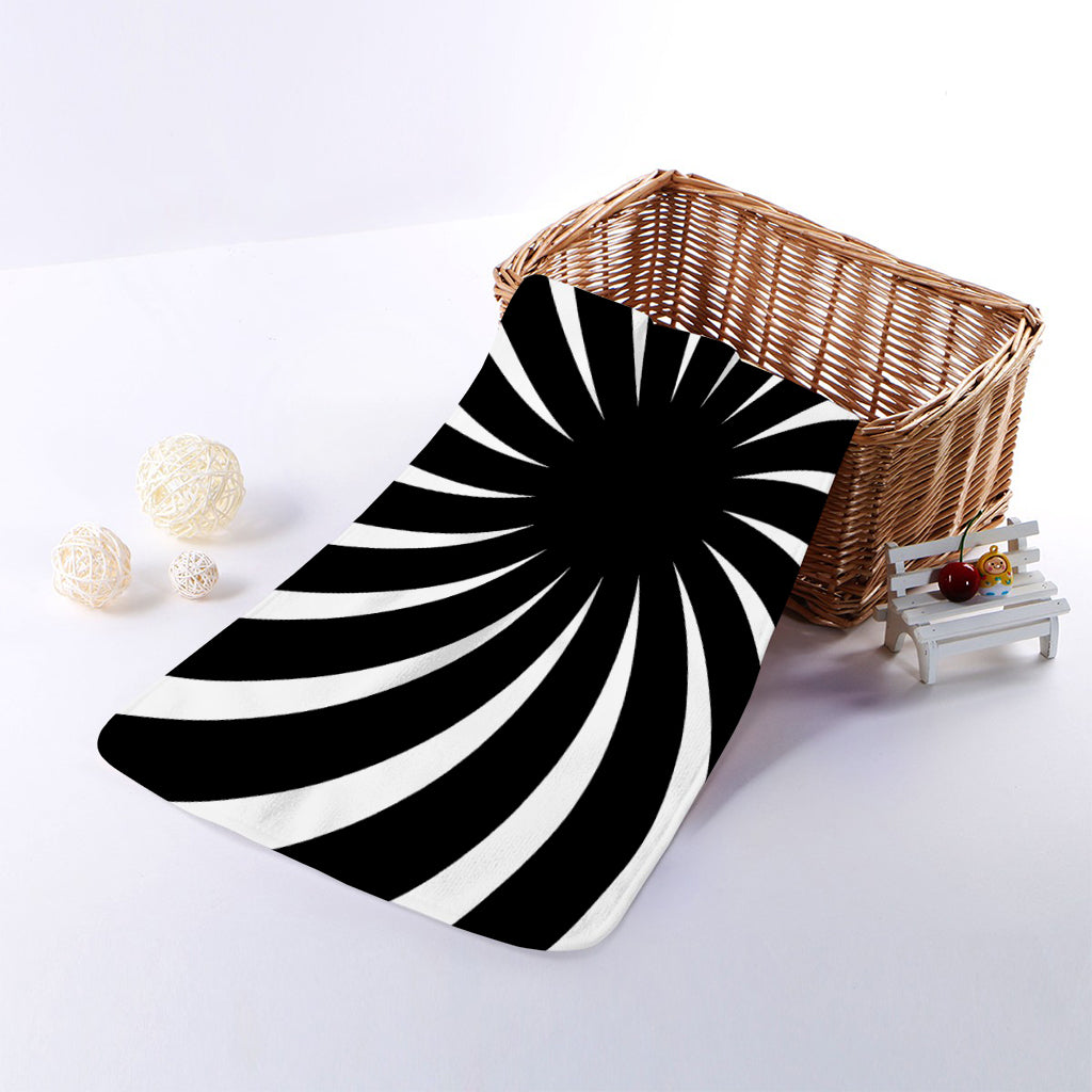 Black And White Vortex Swirl Print Towel