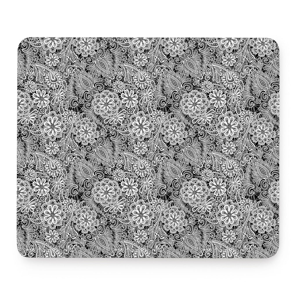 Black And White Western Flower Print Mouse Pad