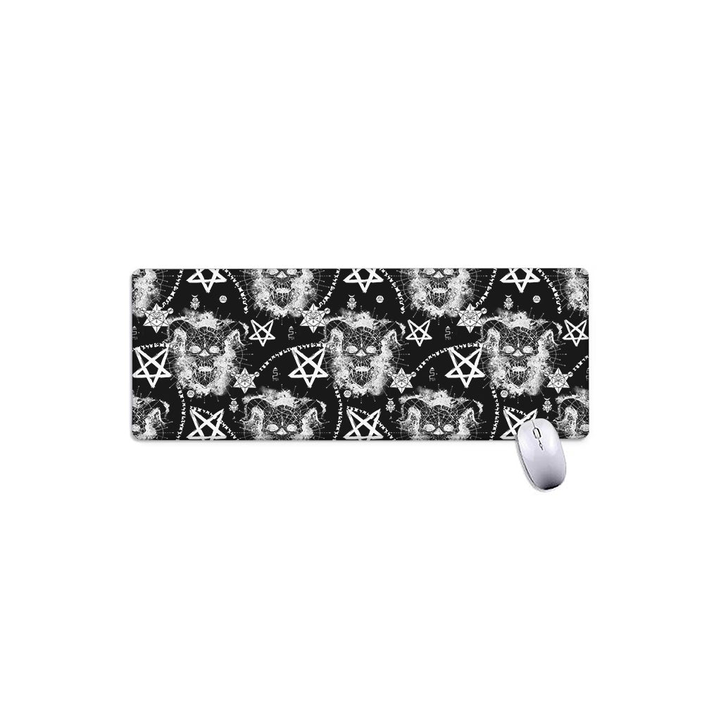 Black And White Wicca Devil Skull Print Extended Mouse Pad