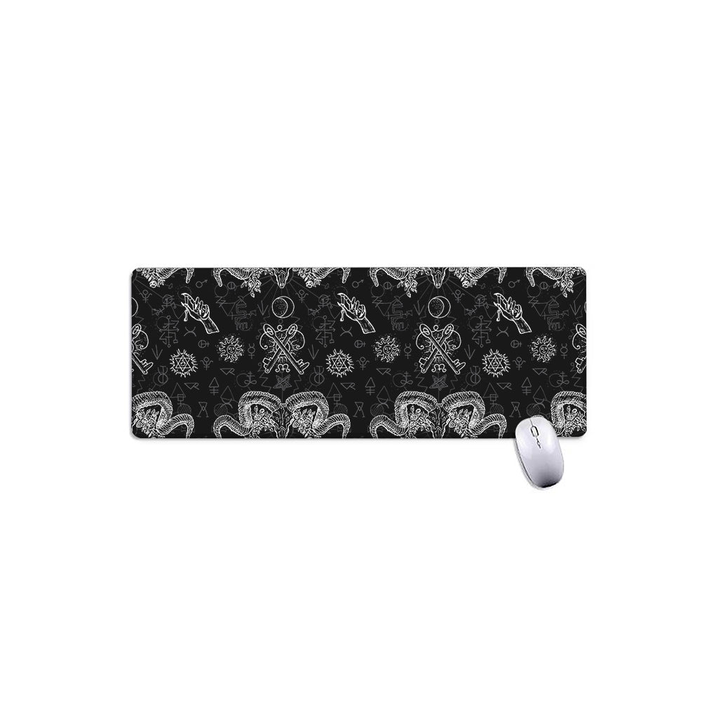 Black And White Wicca Gothic Print Extended Mouse Pad