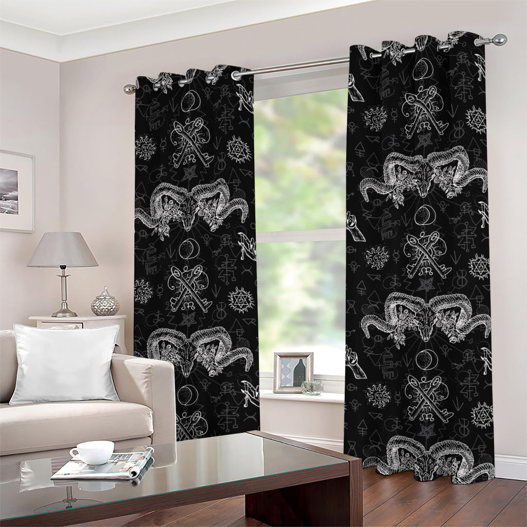 Black And White Wicca Gothic Print Grommet Curtains