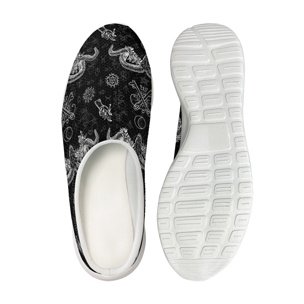 Black And White Wicca Gothic Print Mesh Casual Shoes