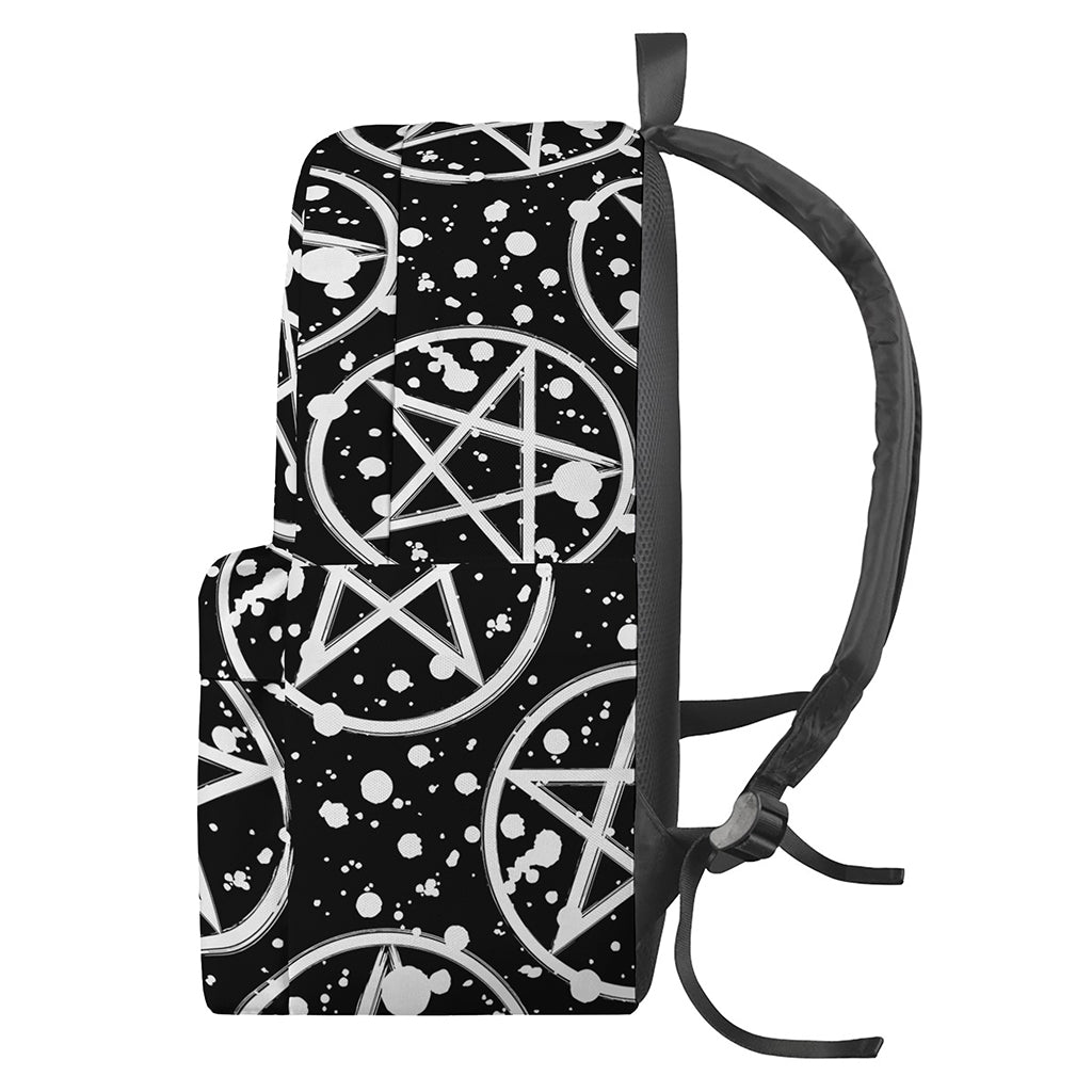 Black And White Wicca Pentagram Print Backpack