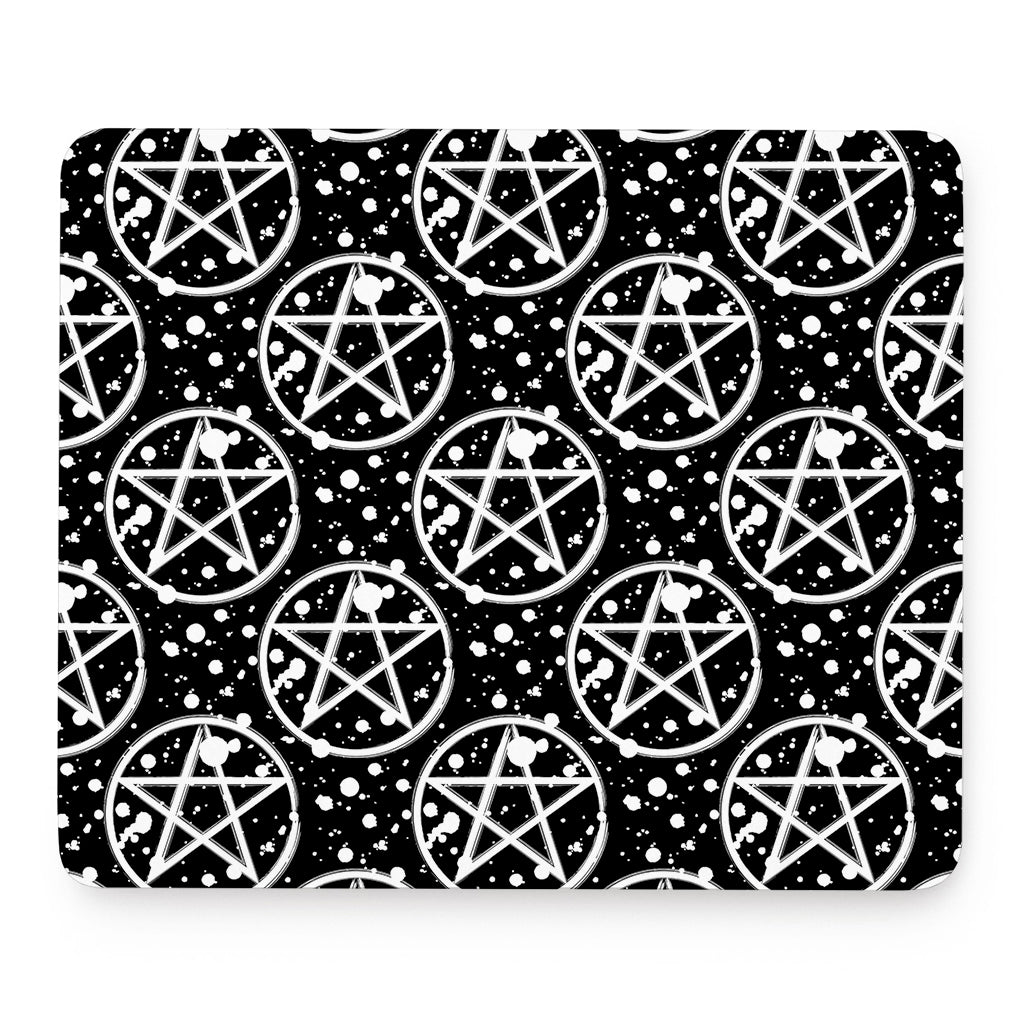 Black And White Wicca Pentagram Print Mouse Pad