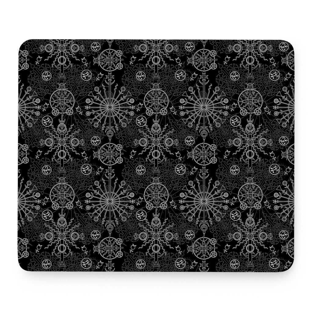 Black And White Wiccan Mystic Print Mouse Pad