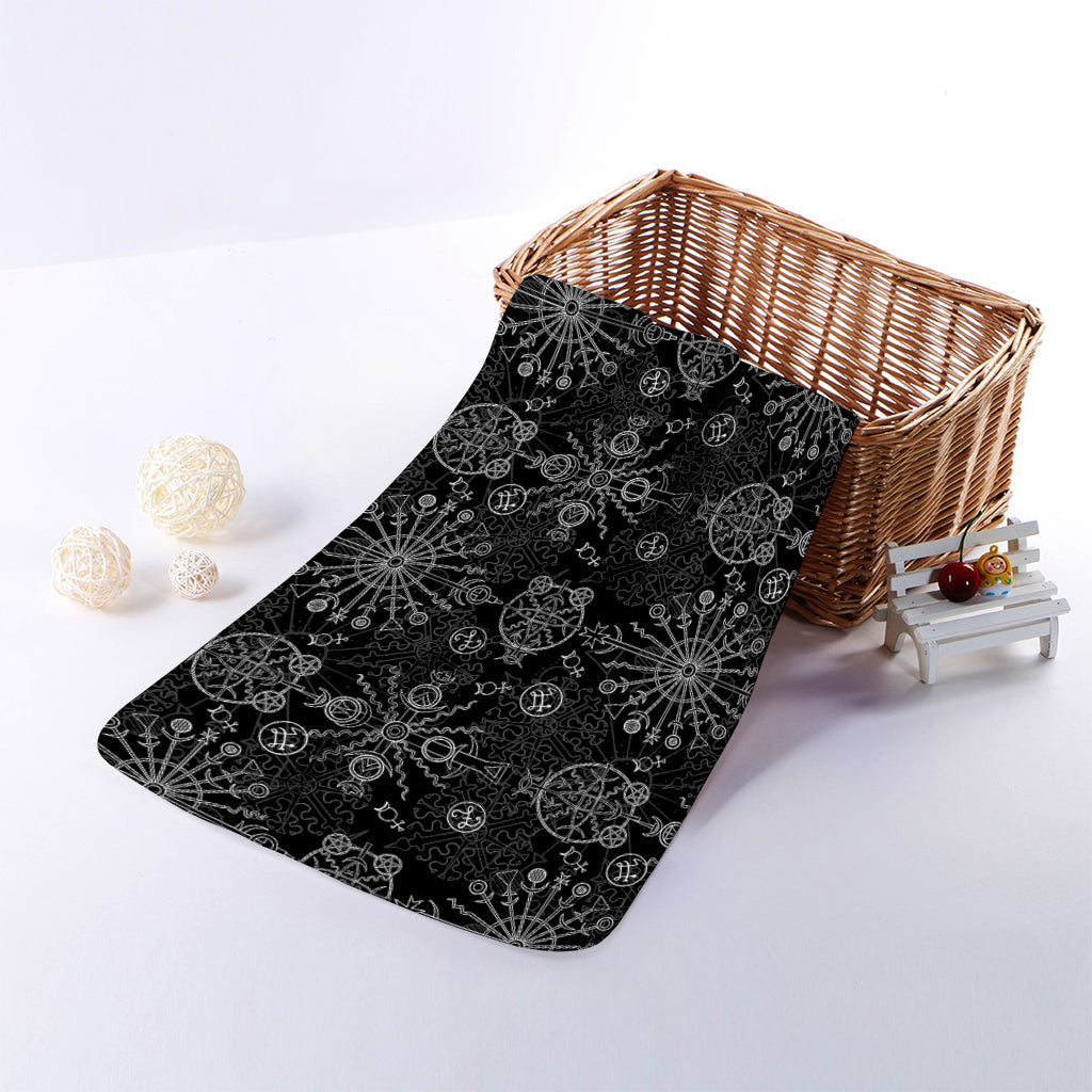 Black And White Wiccan Mystic Print Towel