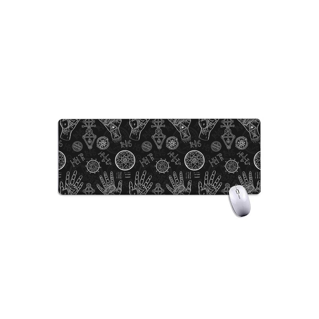 Black And White Wiccan Palmistry Print Extended Mouse Pad