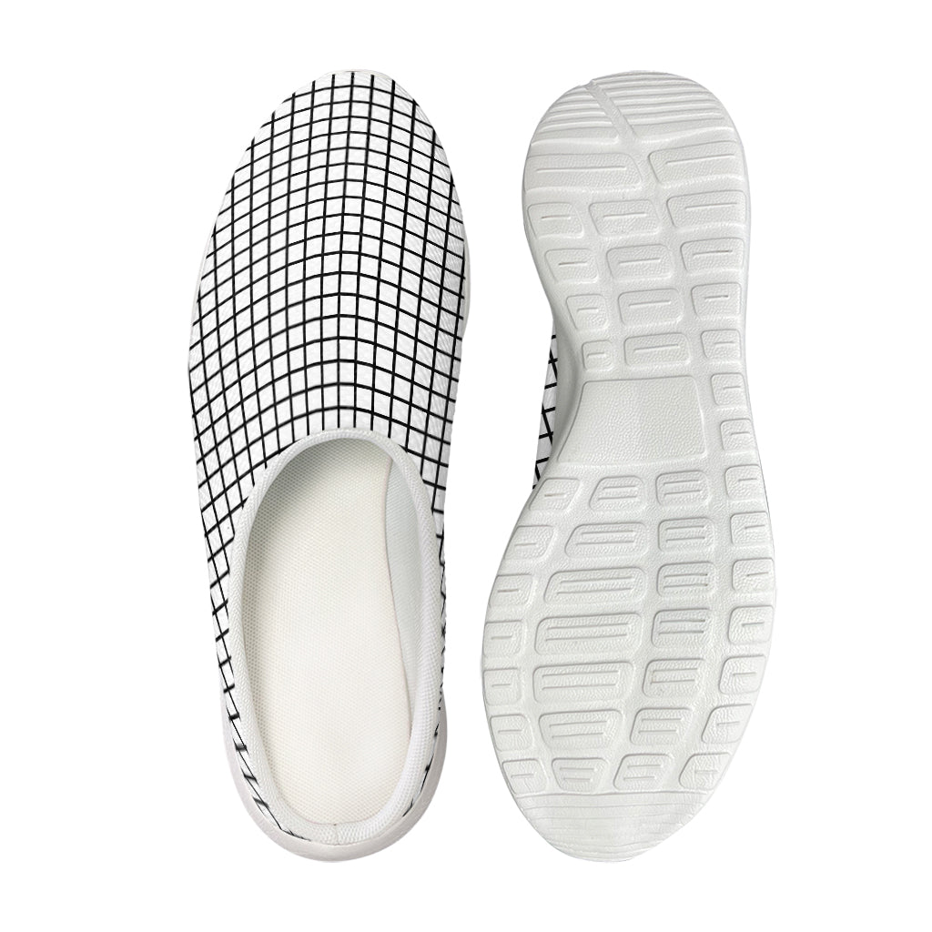 Black And White Windowpane Pattern Print Mesh Casual Shoes