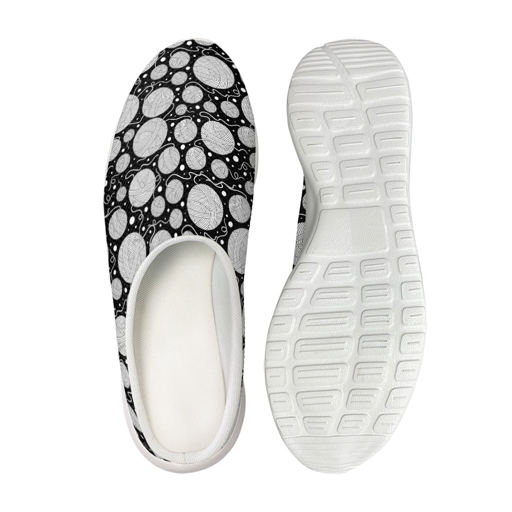Black And White Yarn Pattern Print Mesh Casual Shoes