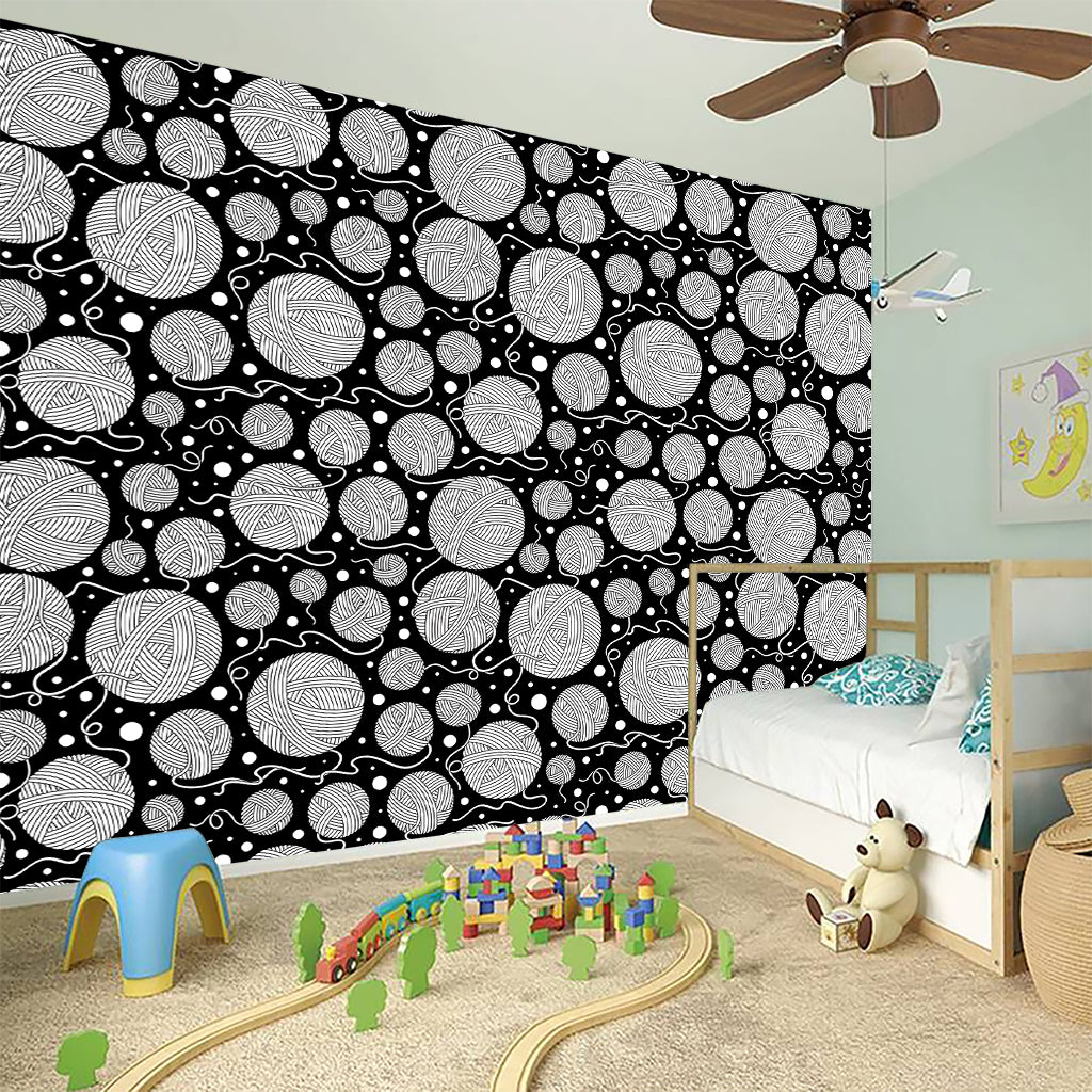 Black And White Yarn Pattern Print Wall Sticker