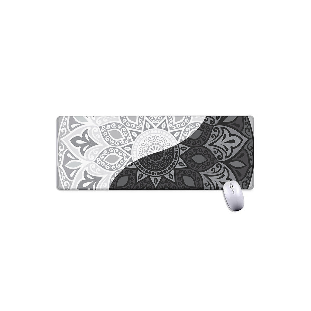 Black And White Yin Yang Mandala Print Extended Mouse Pad
