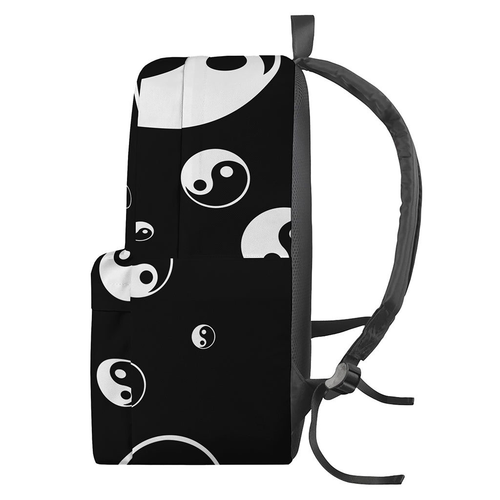 Black And White Yin Yang Pattern Print Backpack