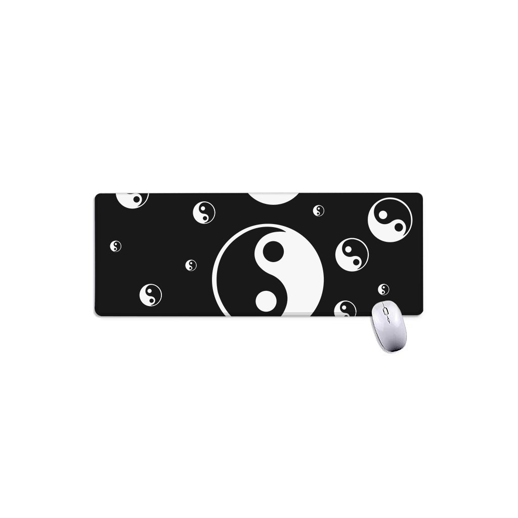 Black And White Yin Yang Pattern Print Extended Mouse Pad
