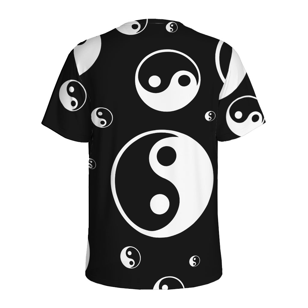 Black And White Yin Yang Pattern Print Men's Sports T-Shirt