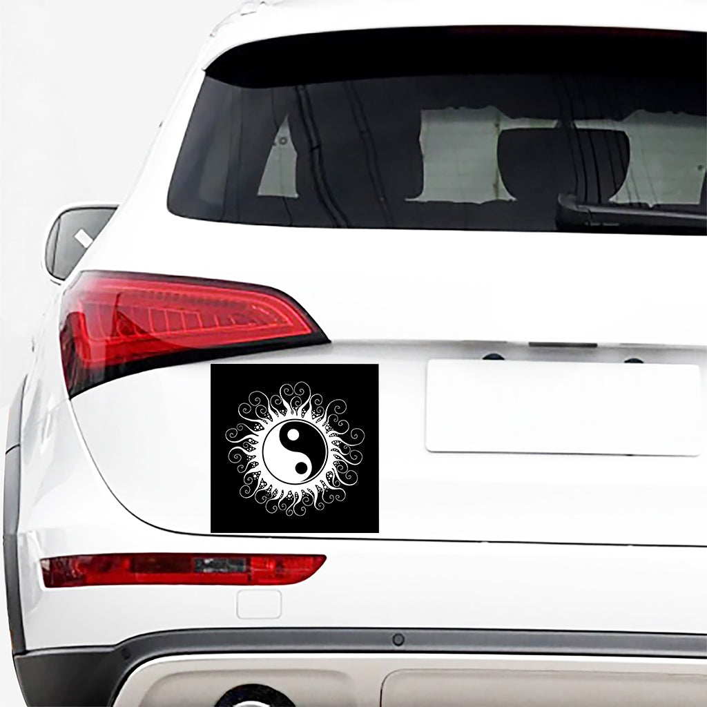 Black And White Yin Yang Sun Print Car Sticker