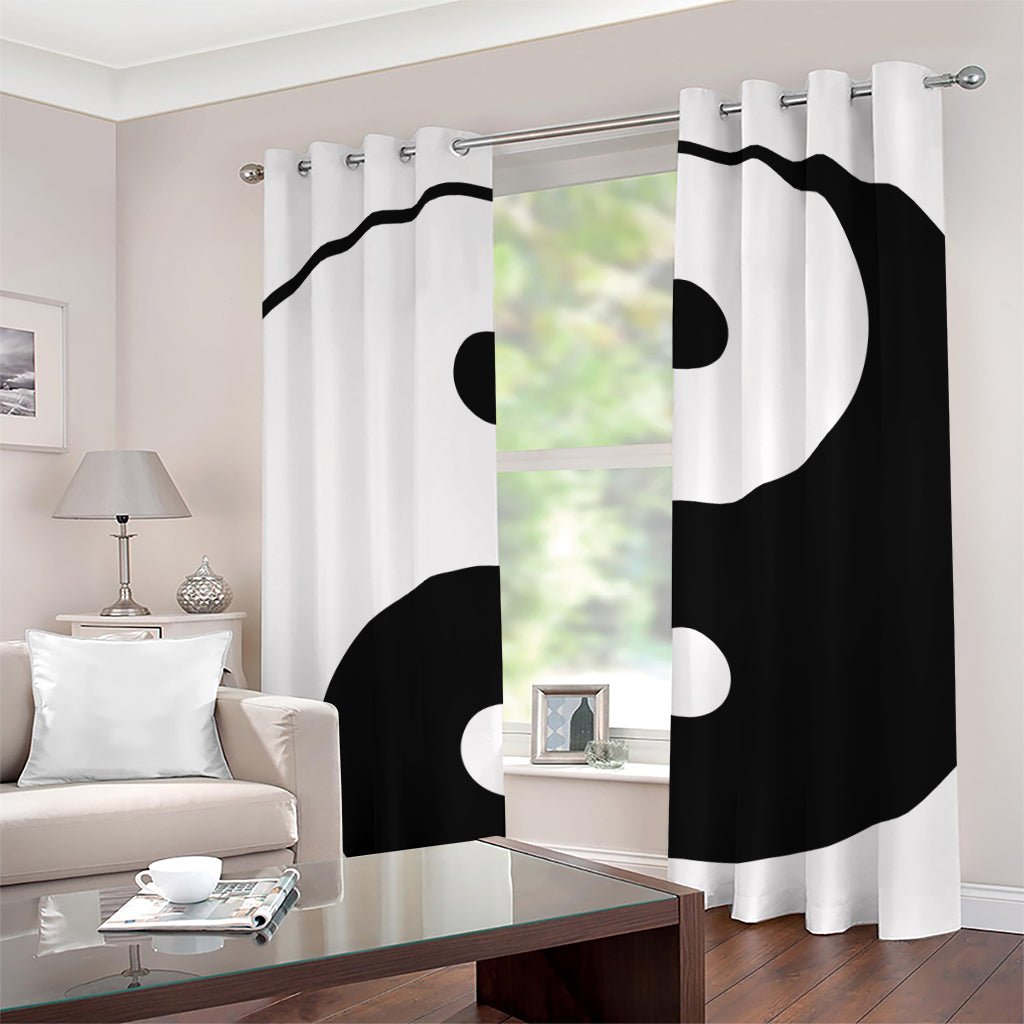 Black And White Yin Yang Symbol Print Grommet Curtains