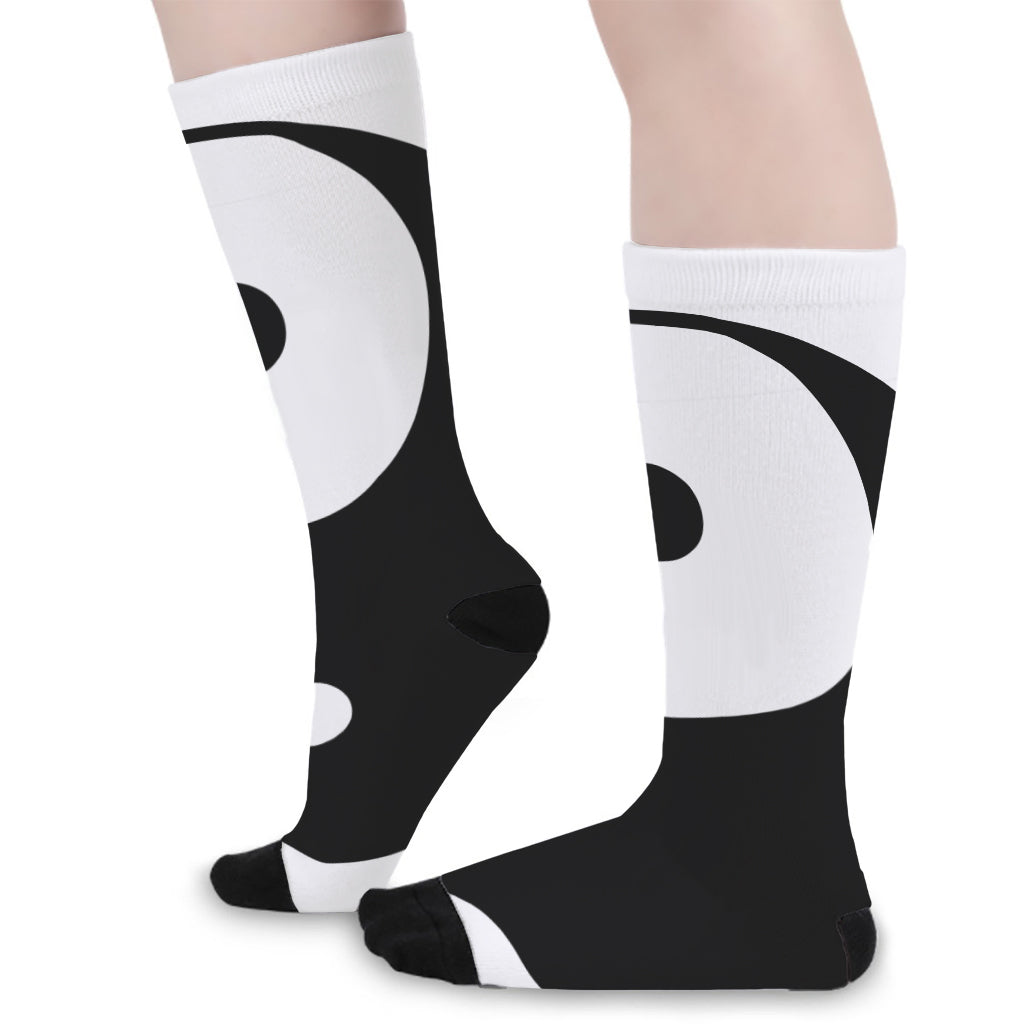 Black And White Yin Yang Symbol Print Long Socks