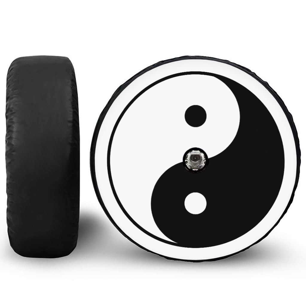 Black And White Yin Yang Symbol Print Tire Cover With Camera Hole
