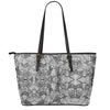 Black And White Zentangle Pattern Print Leather Tote Bag
