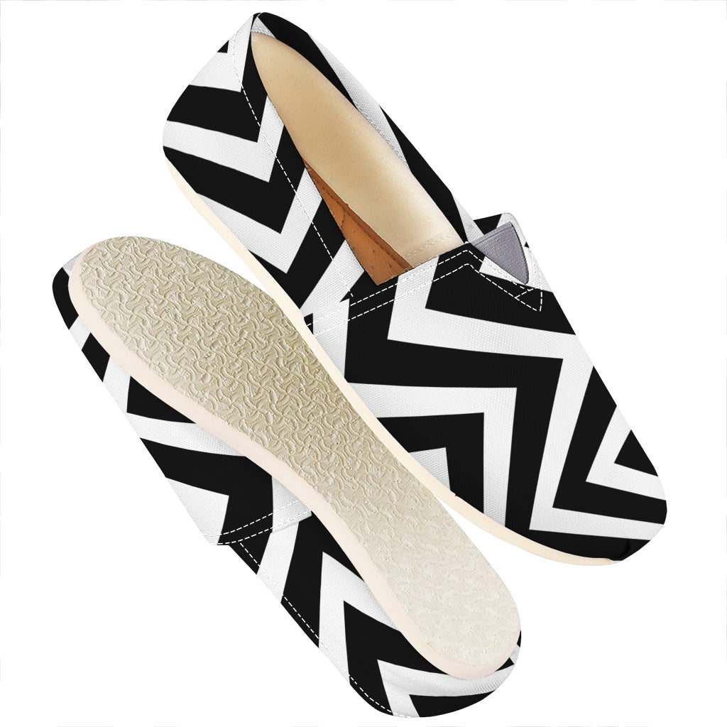 Black And White Zigzag Dazzle Print Casual Shoes
