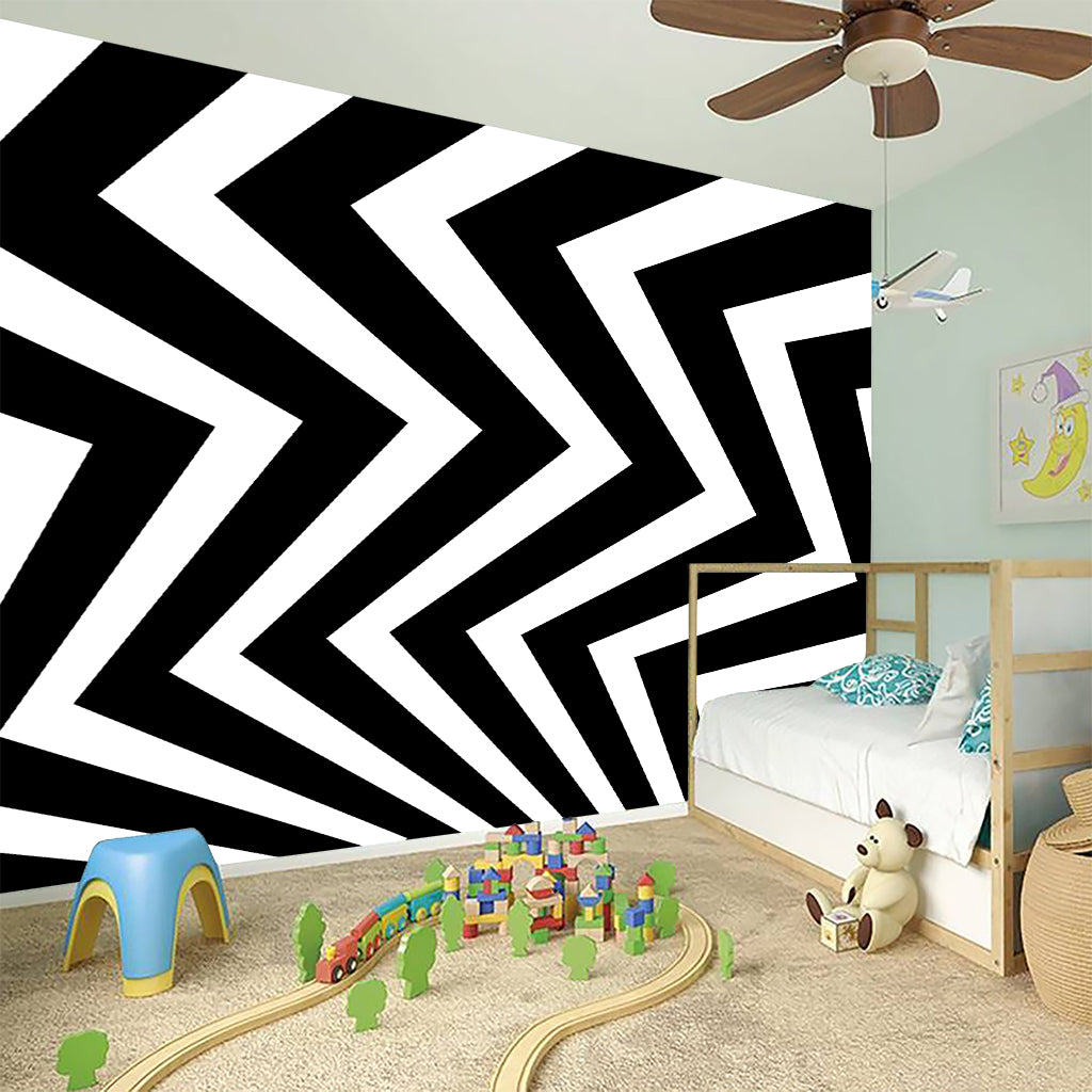 Black And White Zigzag Dazzle Print Wall Sticker