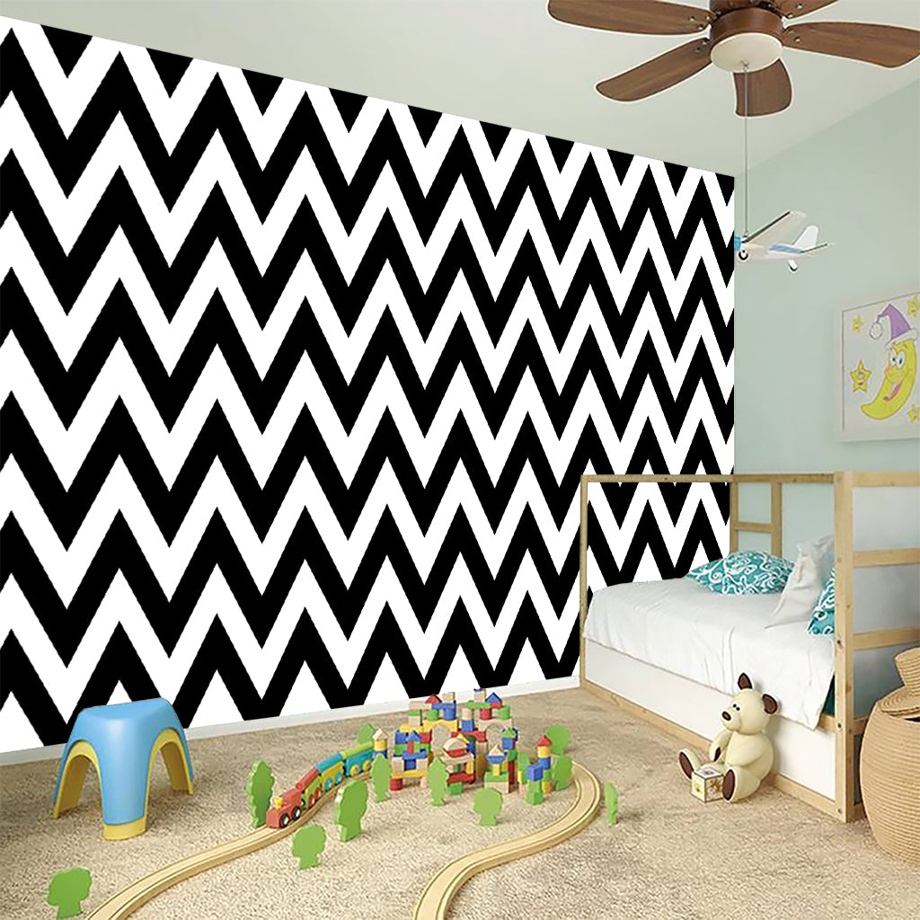 Black And White Zigzag Pattern Print Wall Sticker