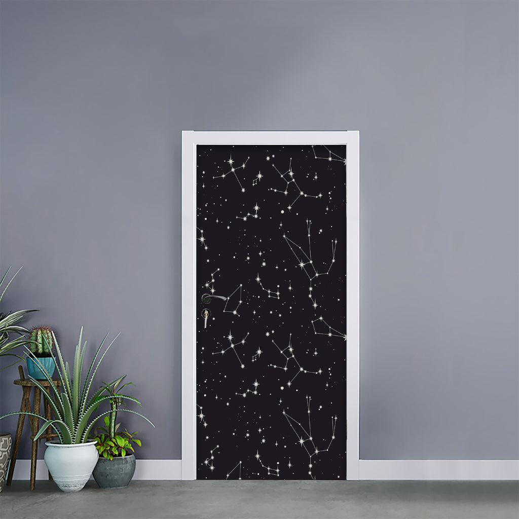 Black And White Zodiac Stars Print Door Sticker
