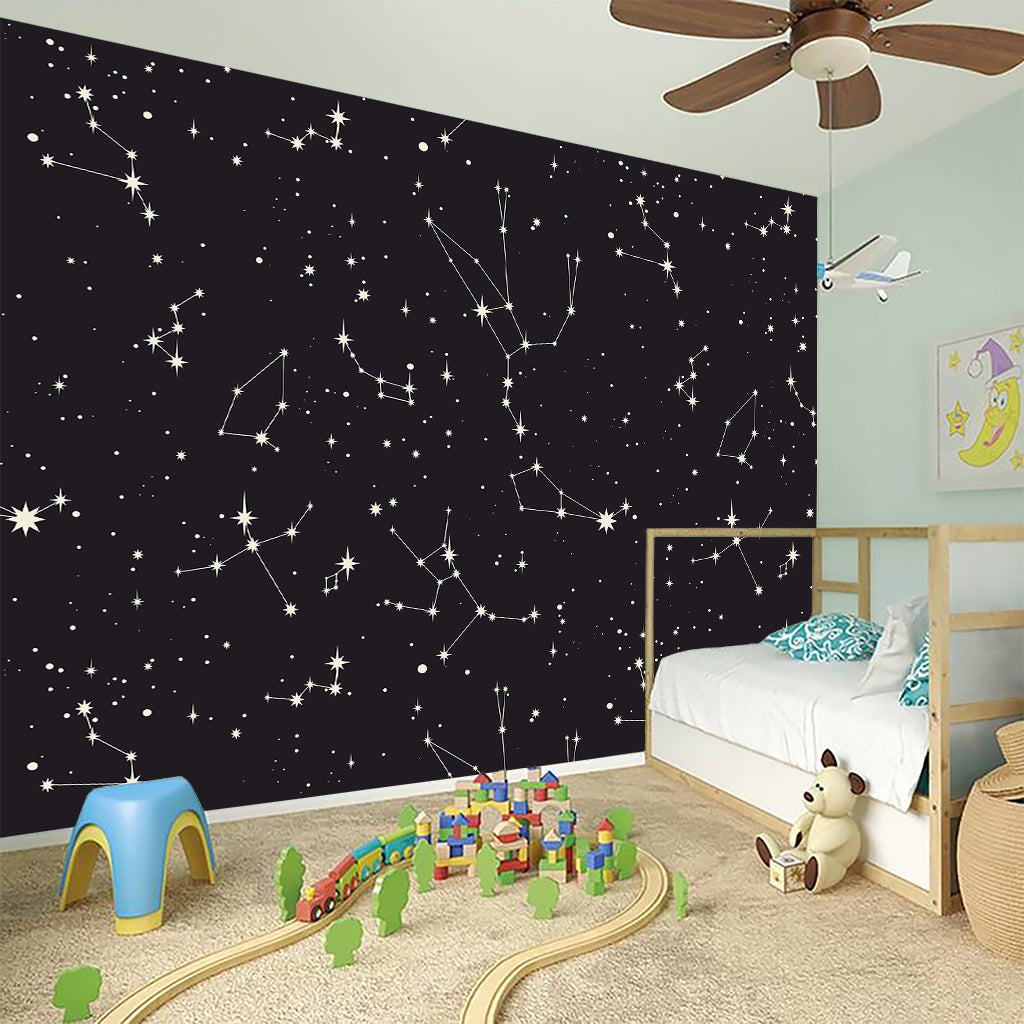 Black And White Zodiac Stars Print Wall Sticker