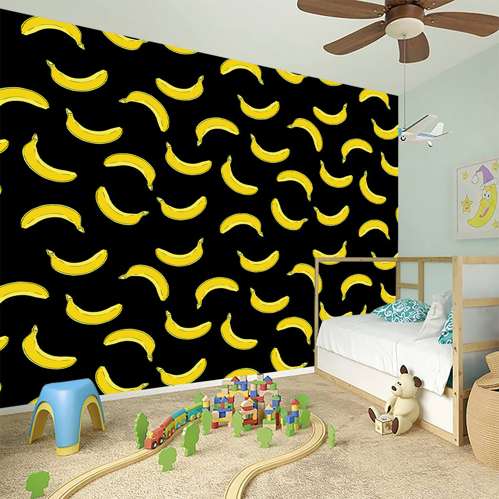 Black And Yellow Banana Pattern Print Wall Sticker
