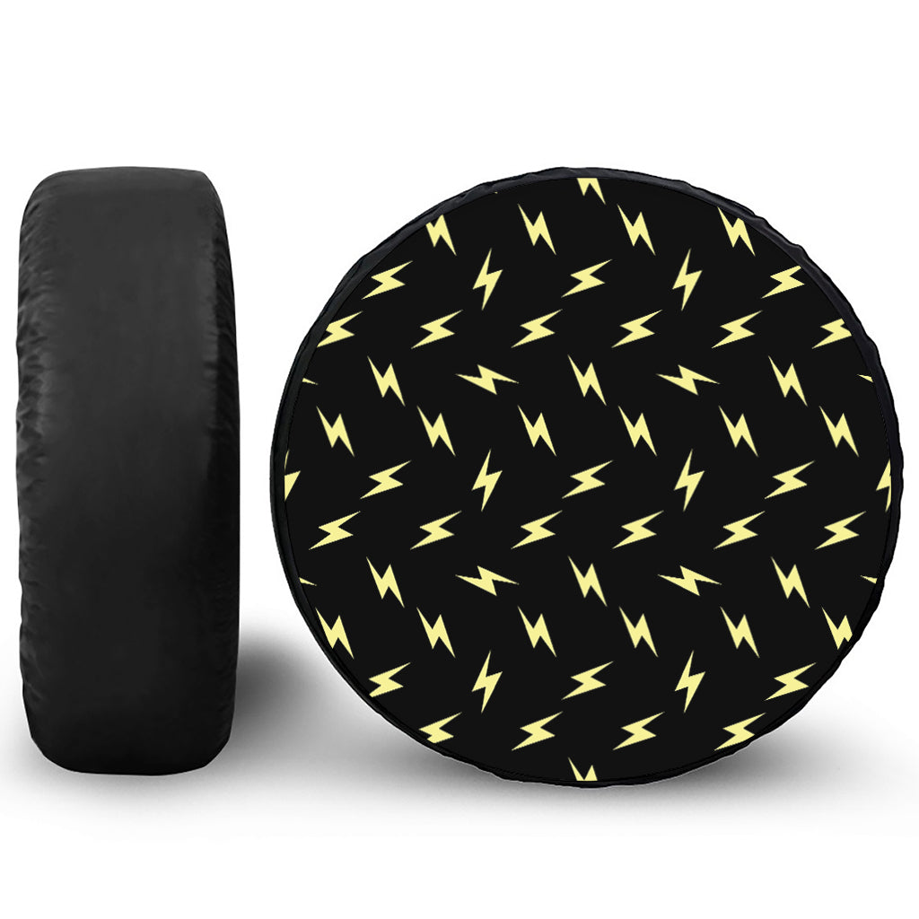 Black And Yellow Lightning Pattern Print Tire Cover