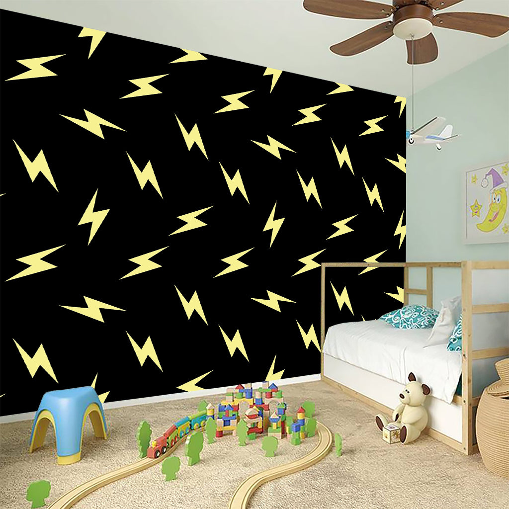Black And Yellow Lightning Pattern Print Wall Sticker