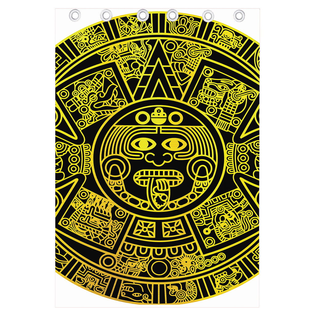 Black And Yellow Maya Calendar Print Curtain