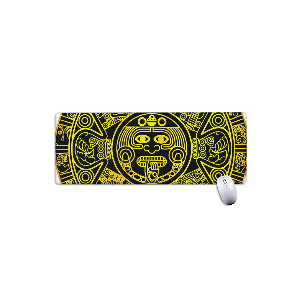 Black And Yellow Maya Calendar Print Extended Mouse Pad