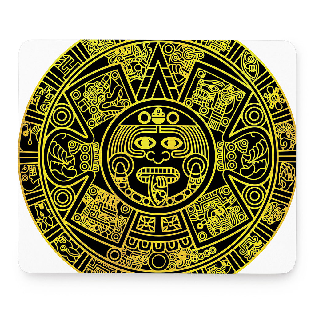 Black And Yellow Maya Calendar Print Mouse Pad