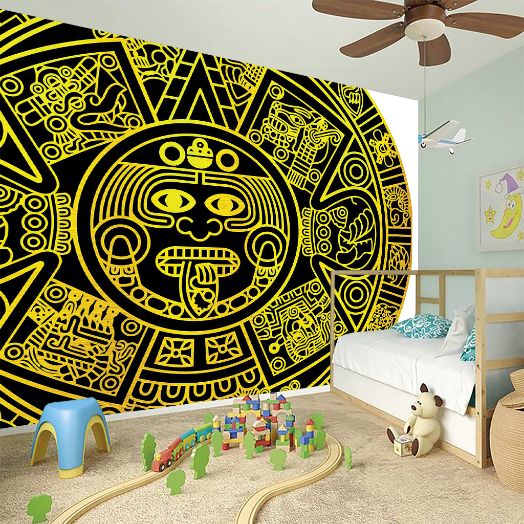 Black And Yellow Maya Calendar Print Wall Sticker
