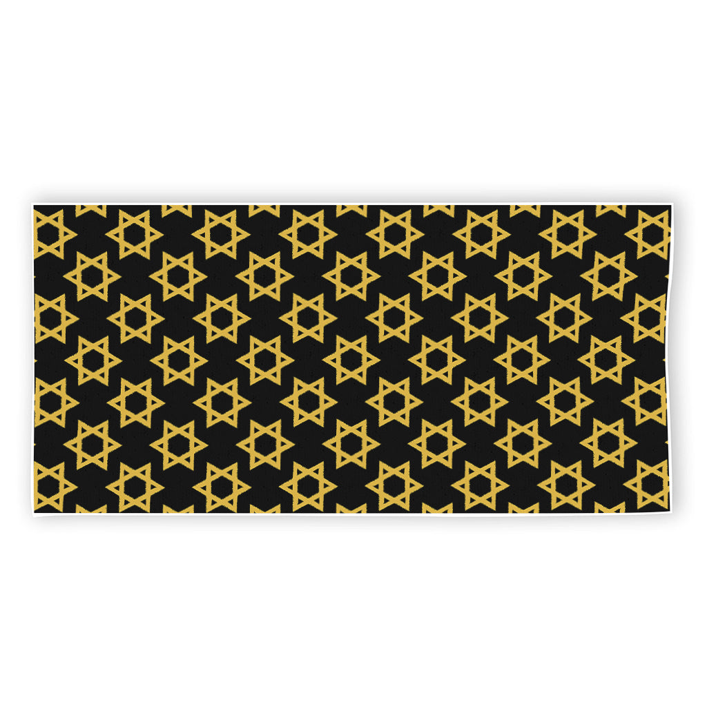 Black And Yellow Star of David Print Beach Towel