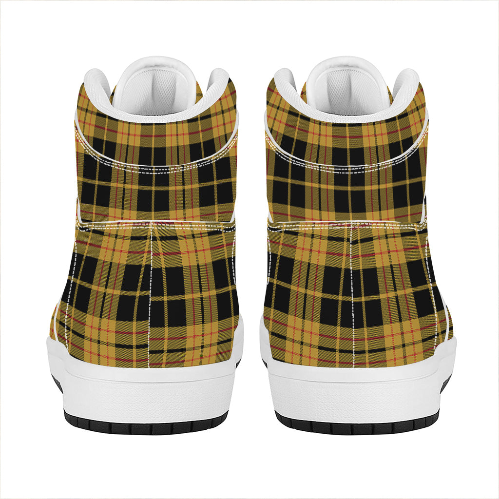 Black And Yellow Tartan Pattern Print High Top Leather Sneakers