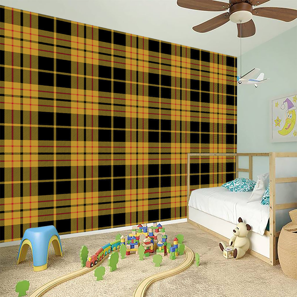 Black And Yellow Tartan Pattern Print Wall Sticker