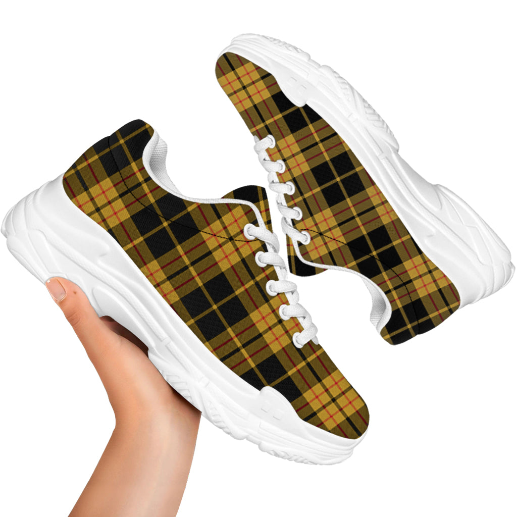 Black And Yellow Tartan Pattern Print White Chunky Shoes