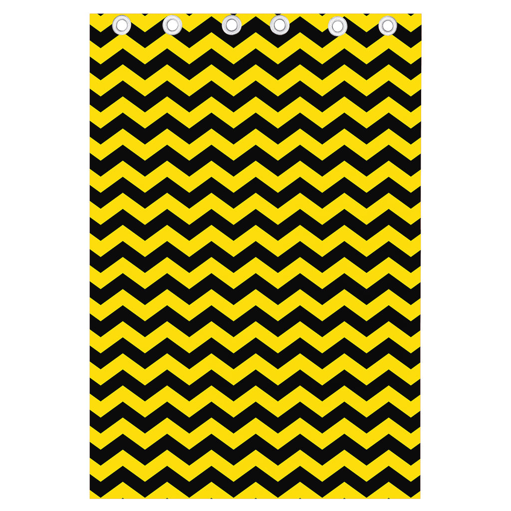 Black And Yellow Zigzag Pattern Print Curtain
