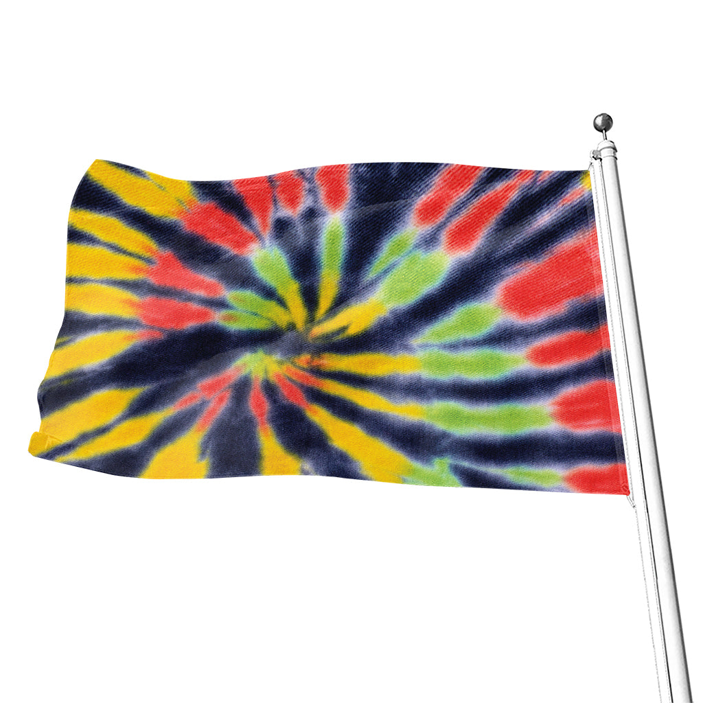 Black Backed Spiral Tie Dye Print Flag