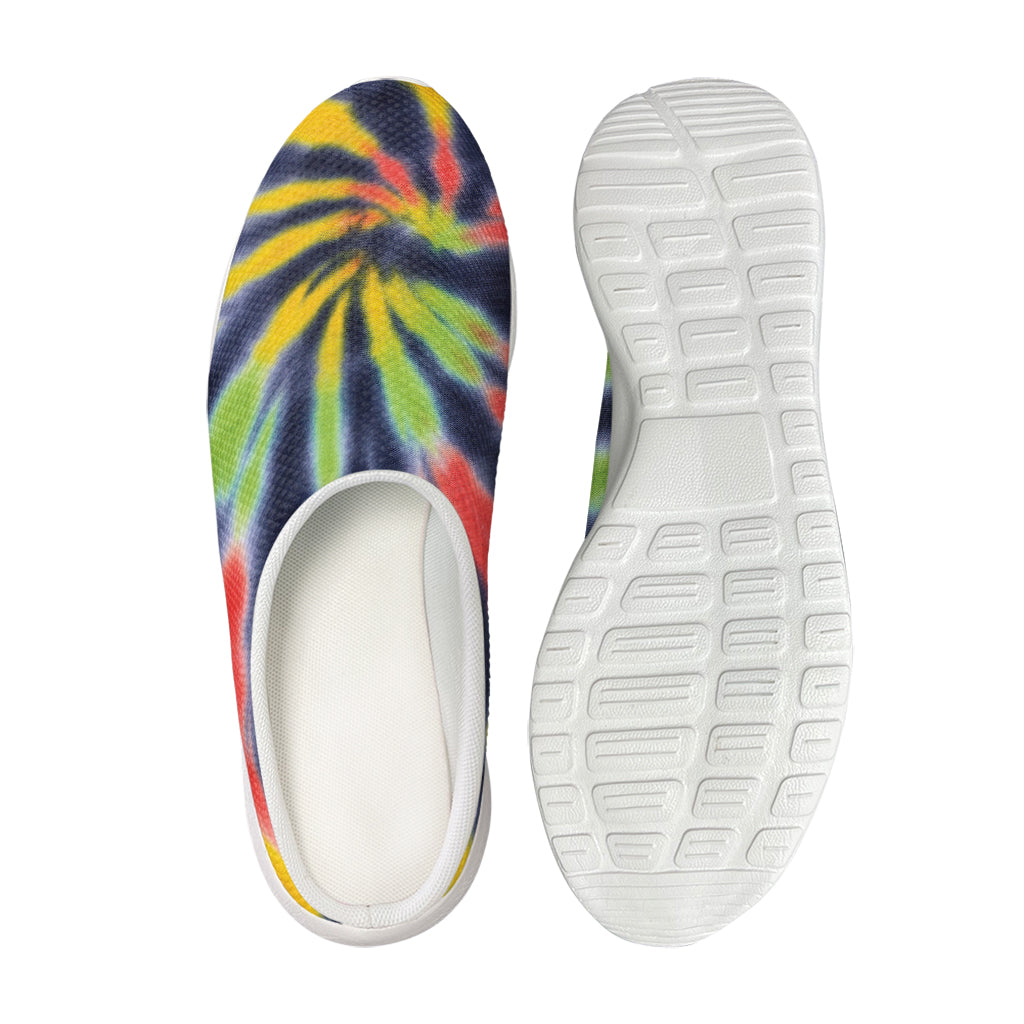 Black Backed Spiral Tie Dye Print Mesh Casual Shoes