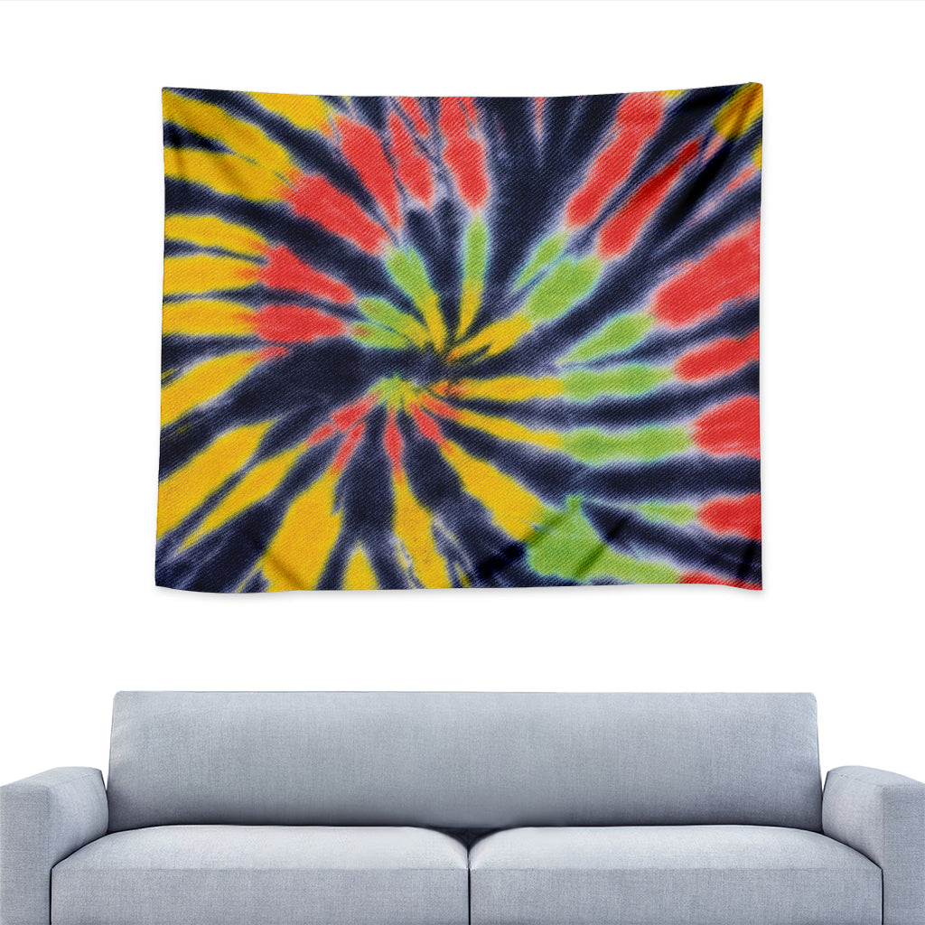 Black Backed Spiral Tie Dye Print Tapestry