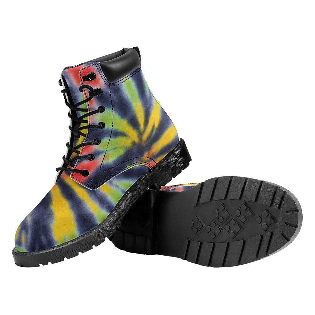 Black Backed Spiral Tie Dye Print Work Boots
