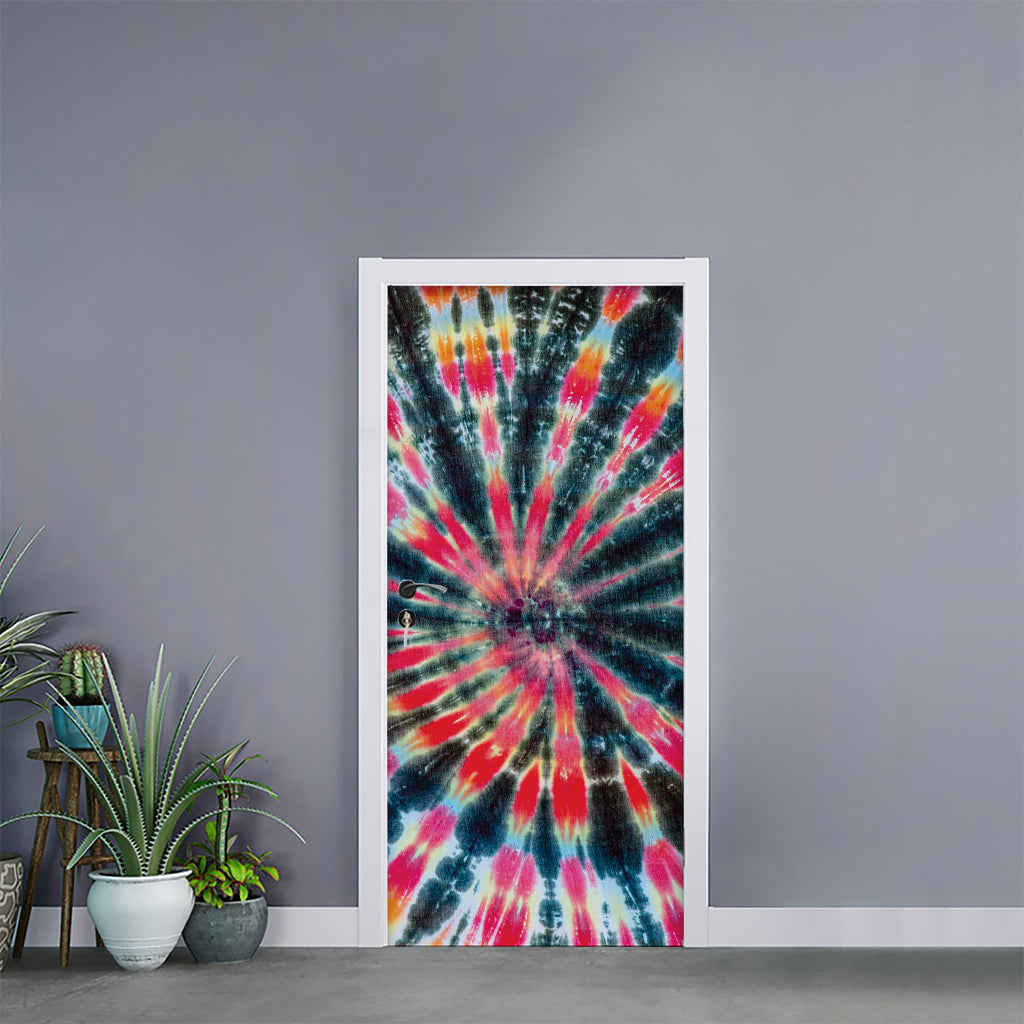 Black Backed Tie Dye Print Door Sticker