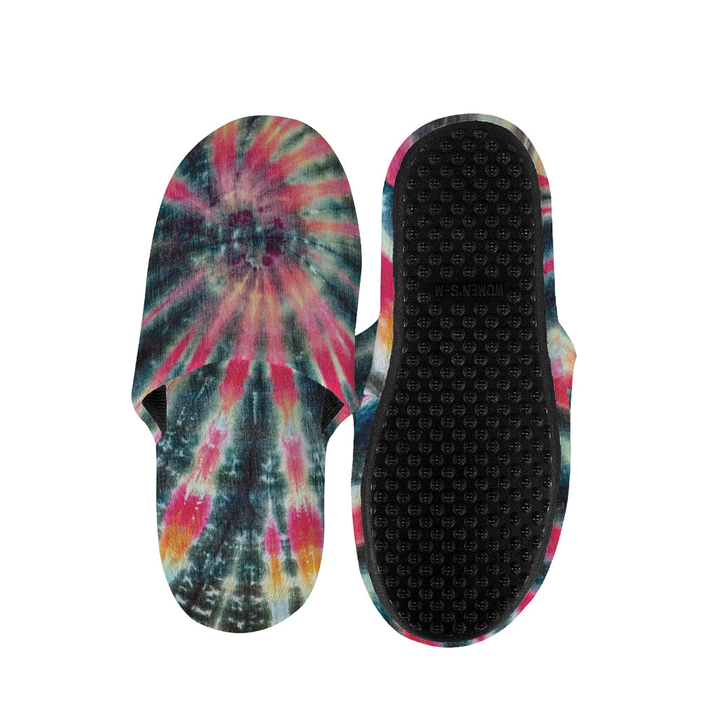Black Backed Tie Dye Print Slippers